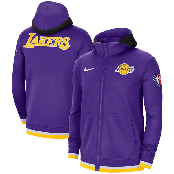 Men's Purple Los Angeles Lakers 75th Anniversary Performance Showtime Full-Zip Hoodie Jacket